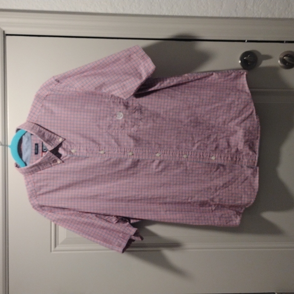 Xl Chaps easy care short sleeve button down shirt red white and blue plaid - Picture 1 of 8